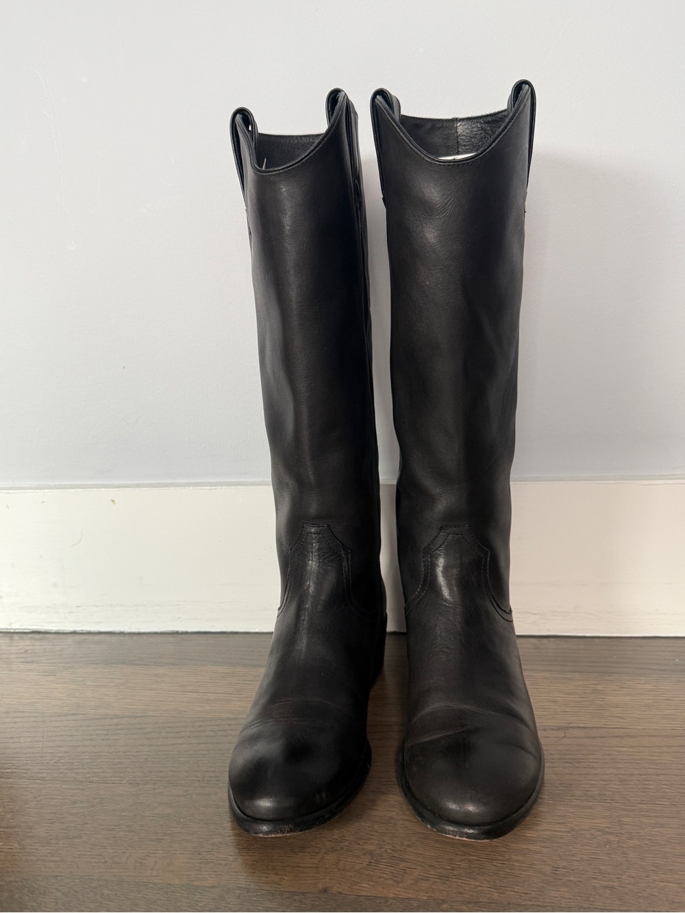 Frye Black Tall Leather Riding Boots